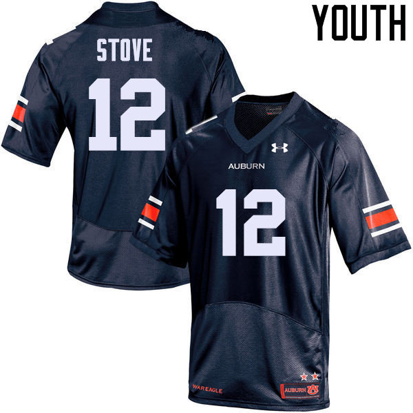 Auburn Tigers Youth Eli Stove #12 Navy Under Armour Stitched College NCAA Authentic Football Jersey UKK2474CL